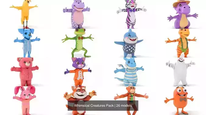 Whimsical Creatures Pack 3D Model Collection