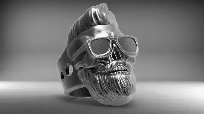 Skull Ring bearded STL 3d model for 3d printer 3D print model