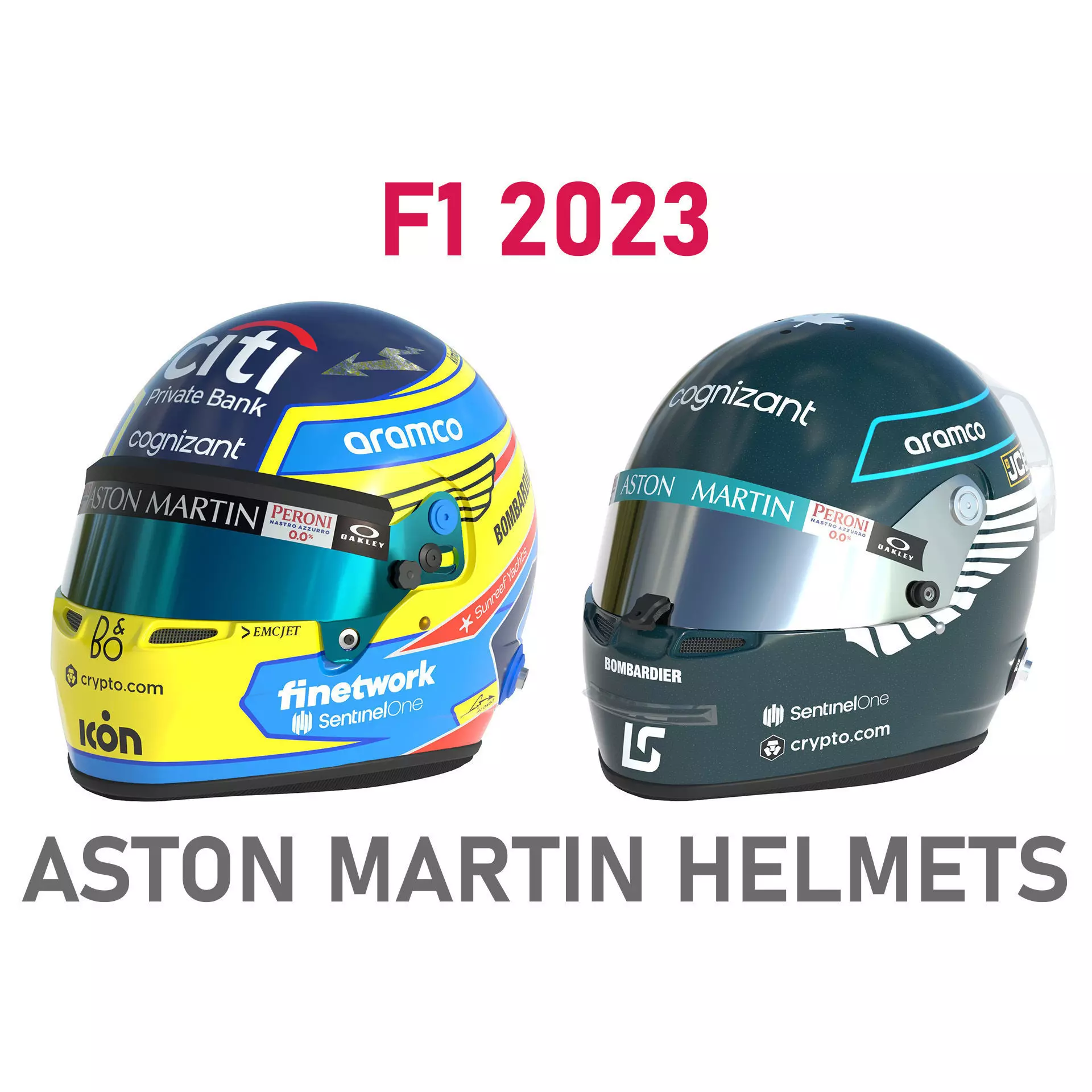 F1 Aston Martin Helmets 2023 3D model_0