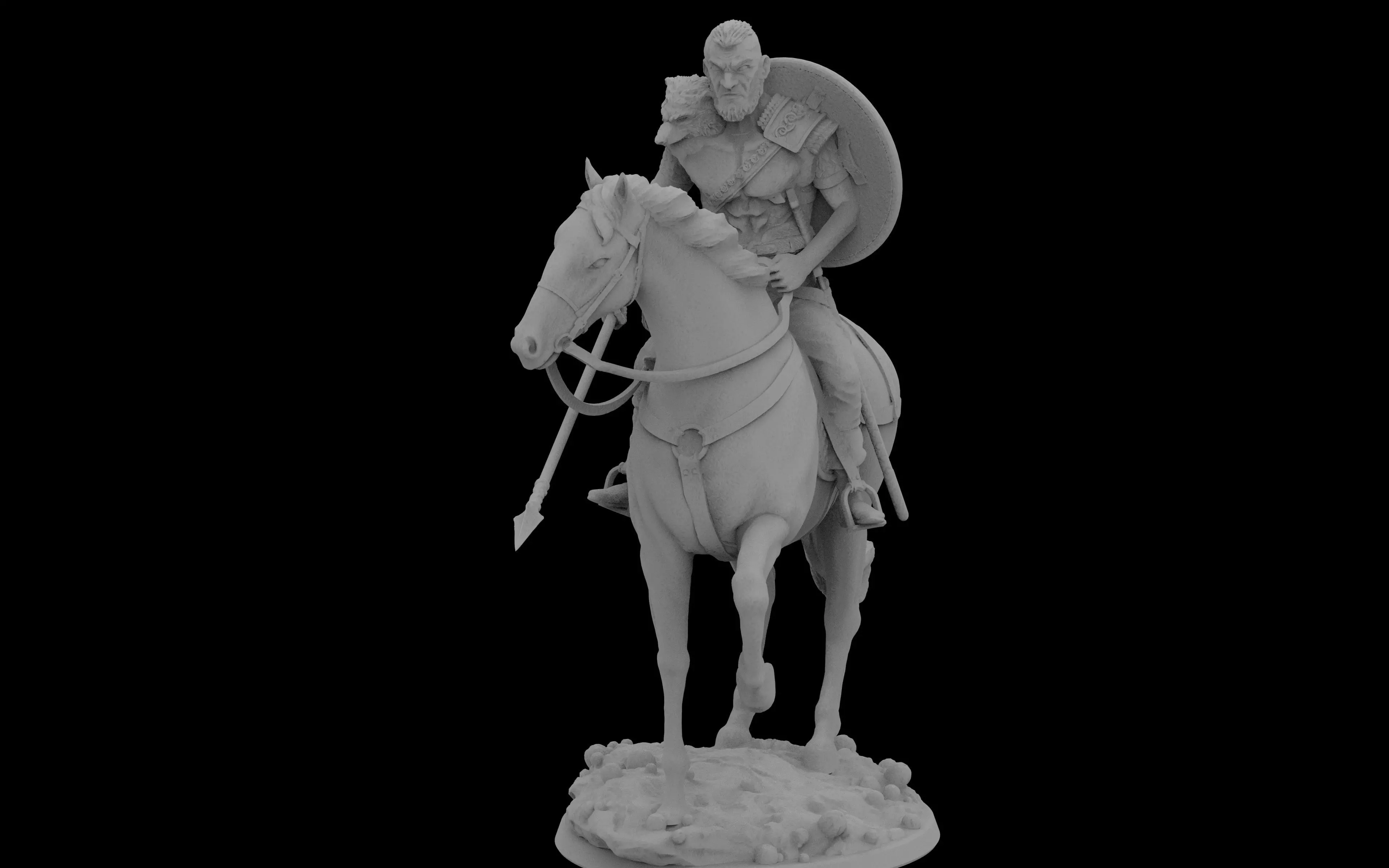 Viking with Horse  3D print model_0