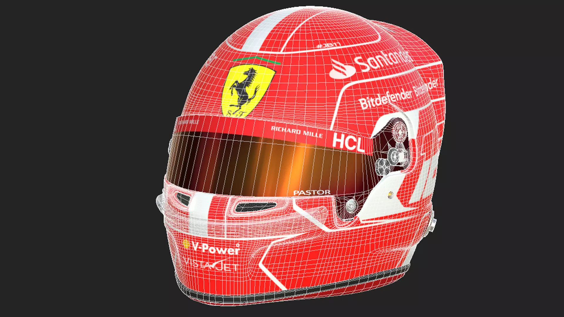 F1 Ferrari Helmets 2023 3D model_29