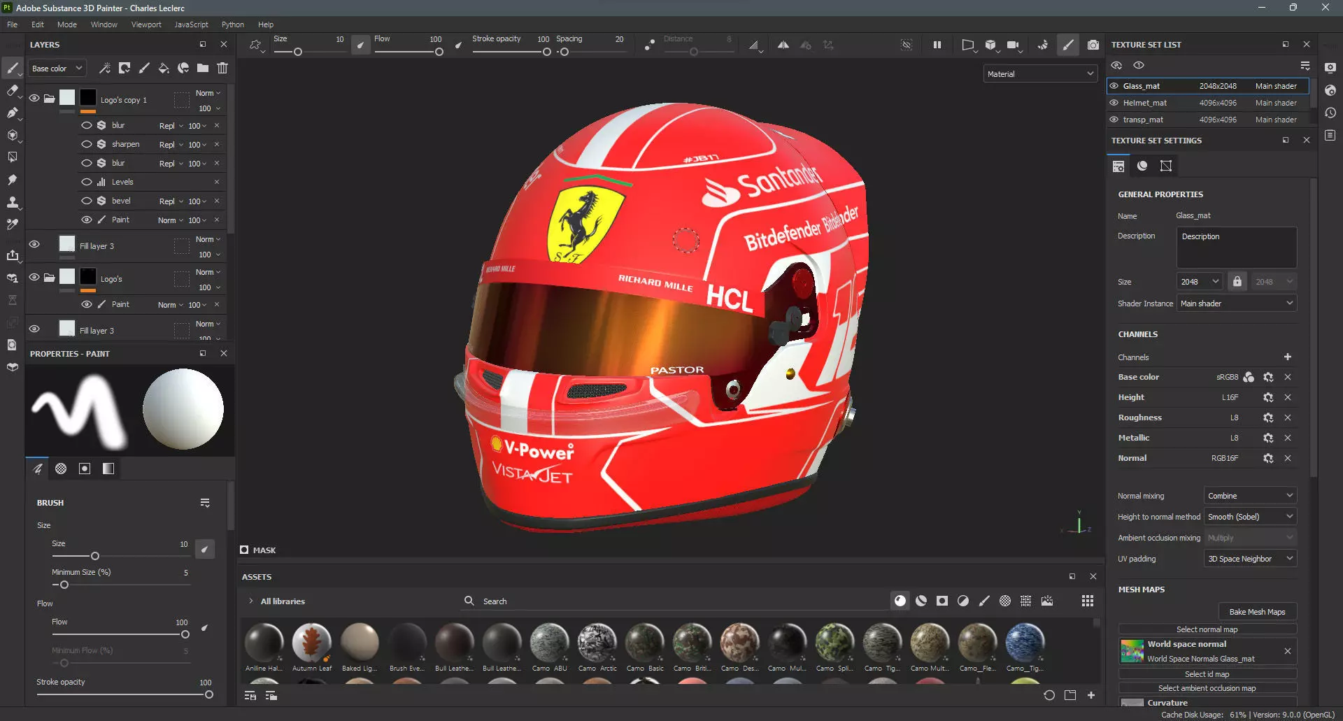 F1 Ferrari Helmets 2023 3D model_26