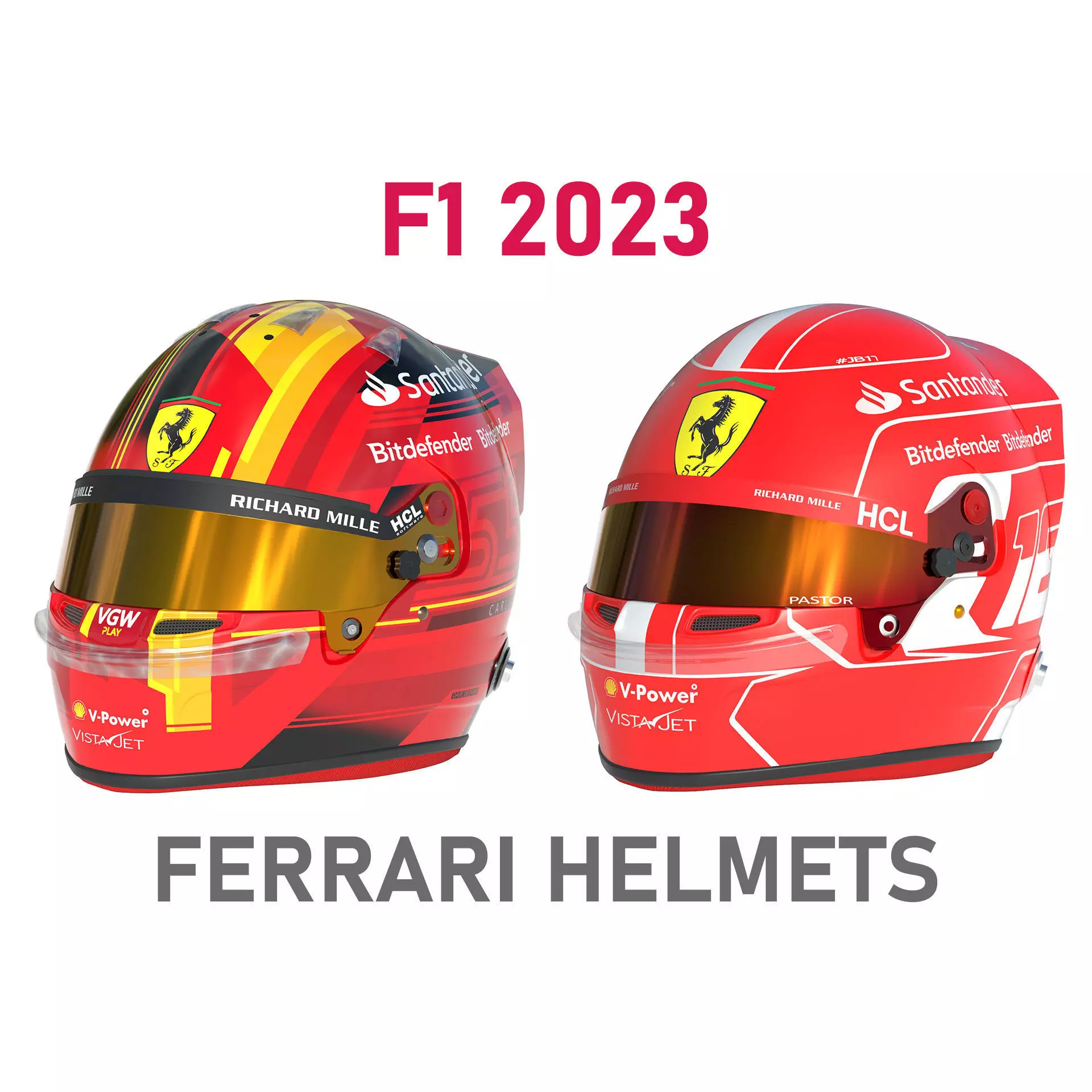 F1 Ferrari Helmets 2023 3D model_0