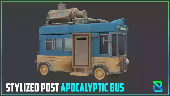 Stylized Post Apocalyptic Bus  Low-poly 3D model