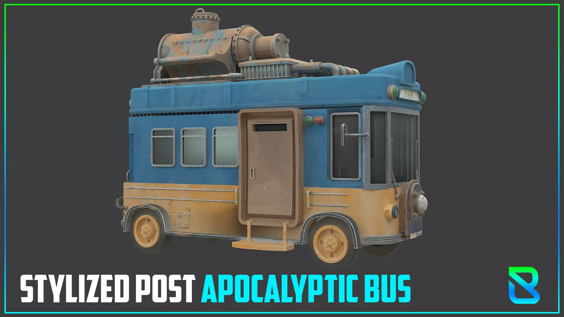 Stylized Post Apocalyptic Bus  Low-poly 3D model_0