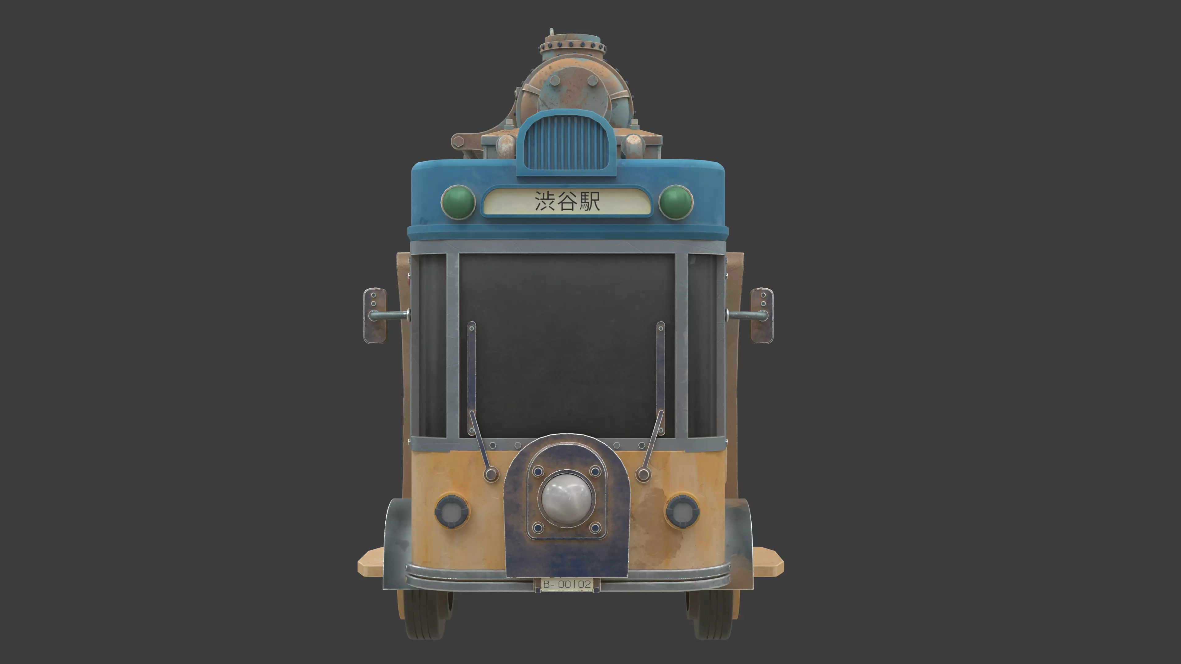 Stylized Post Apocalyptic Bus  Low-poly 3D model_5