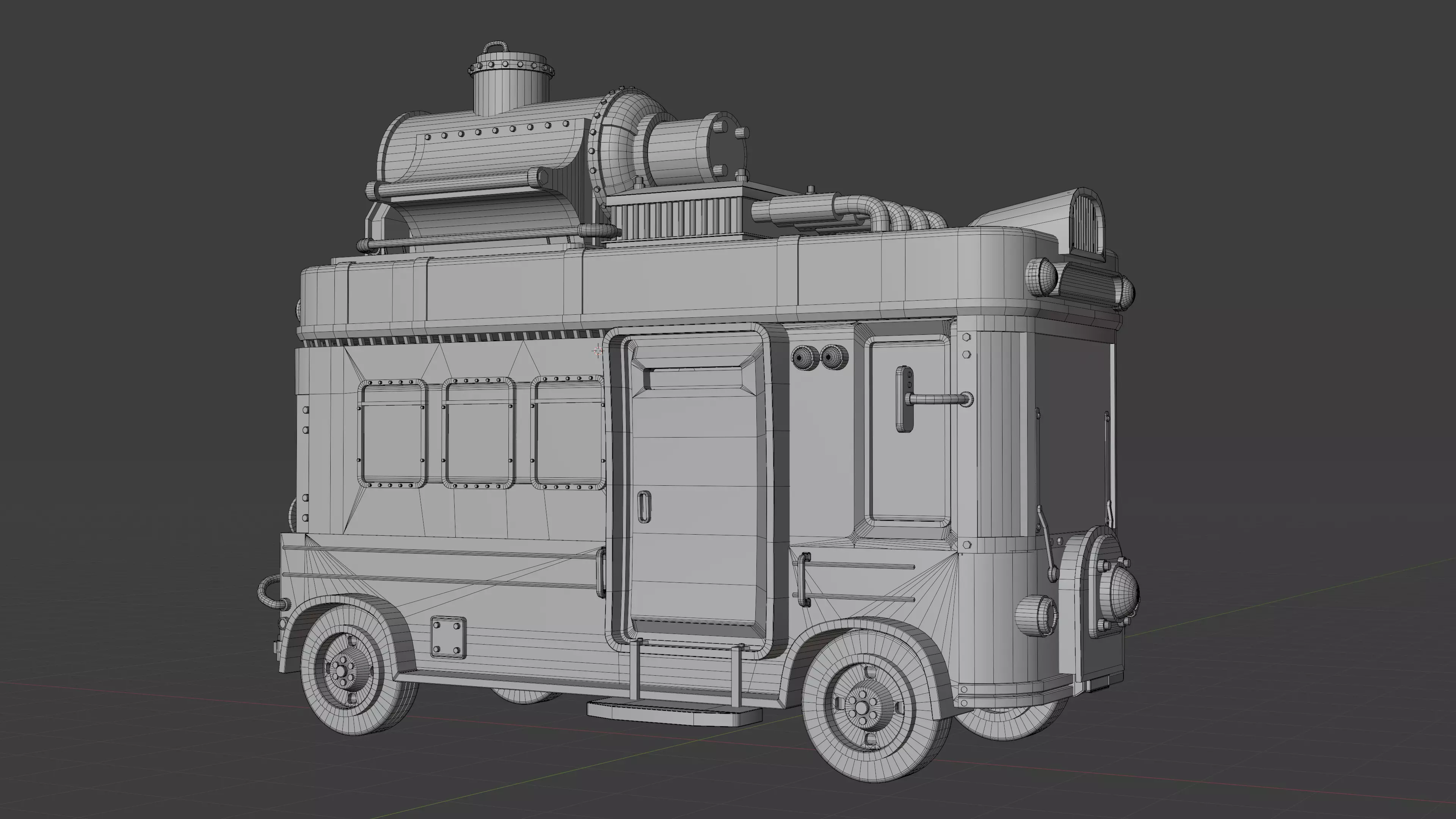 Stylized Post Apocalyptic Bus  Low-poly 3D model_7