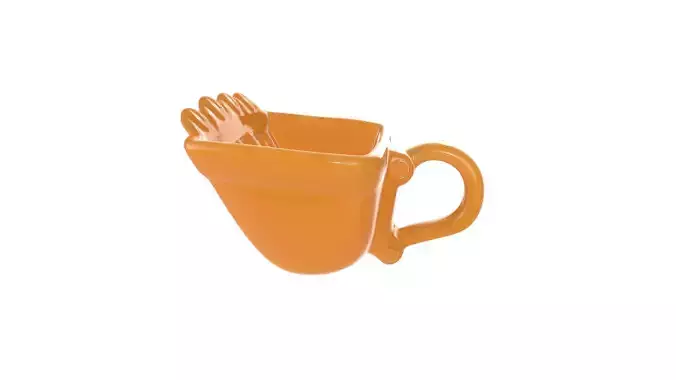 Innovative Cup with Built-in Fork Unique Kitchen Gadget 3D print model