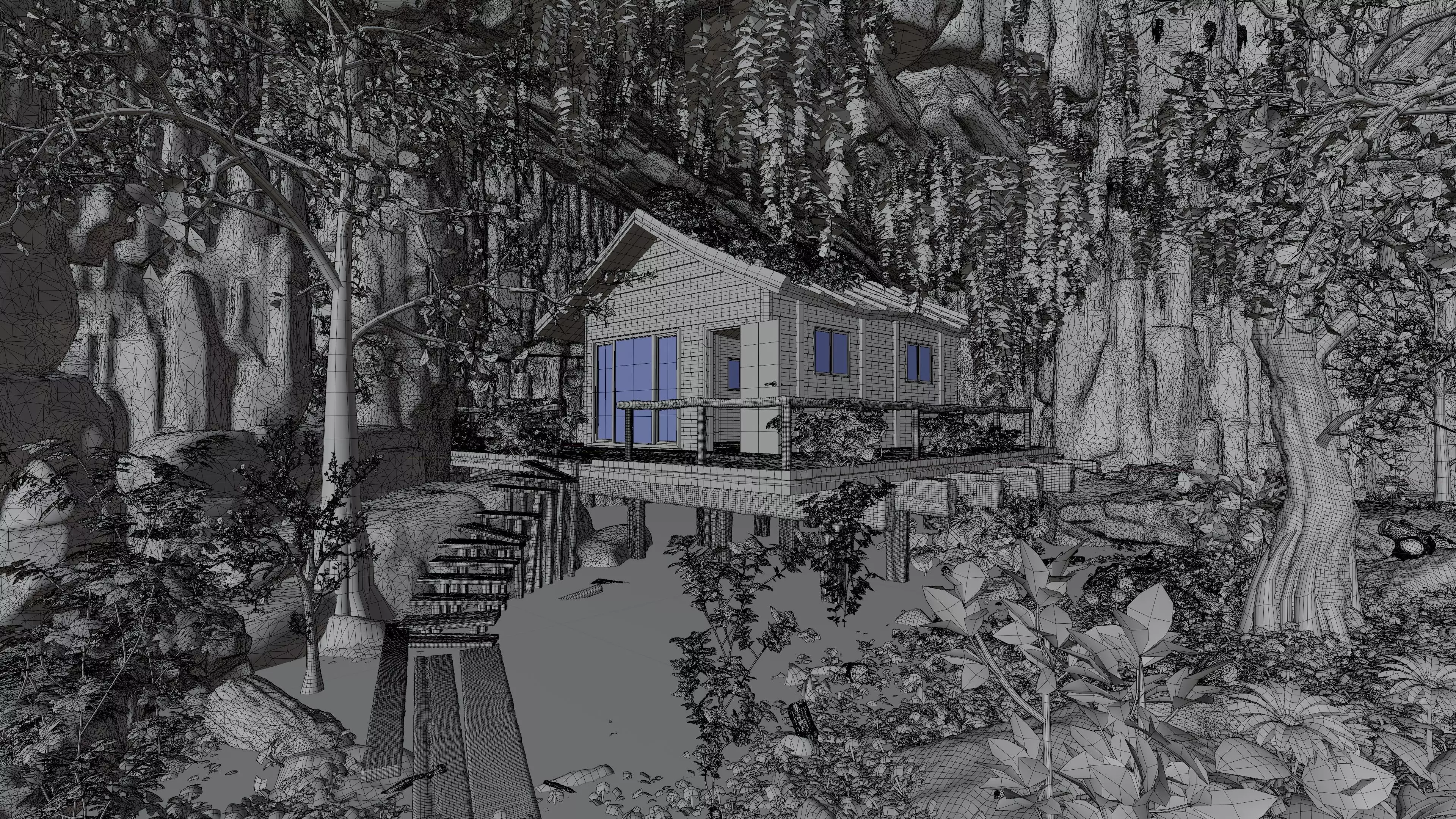 Cabin in woods Scene 3D model_11