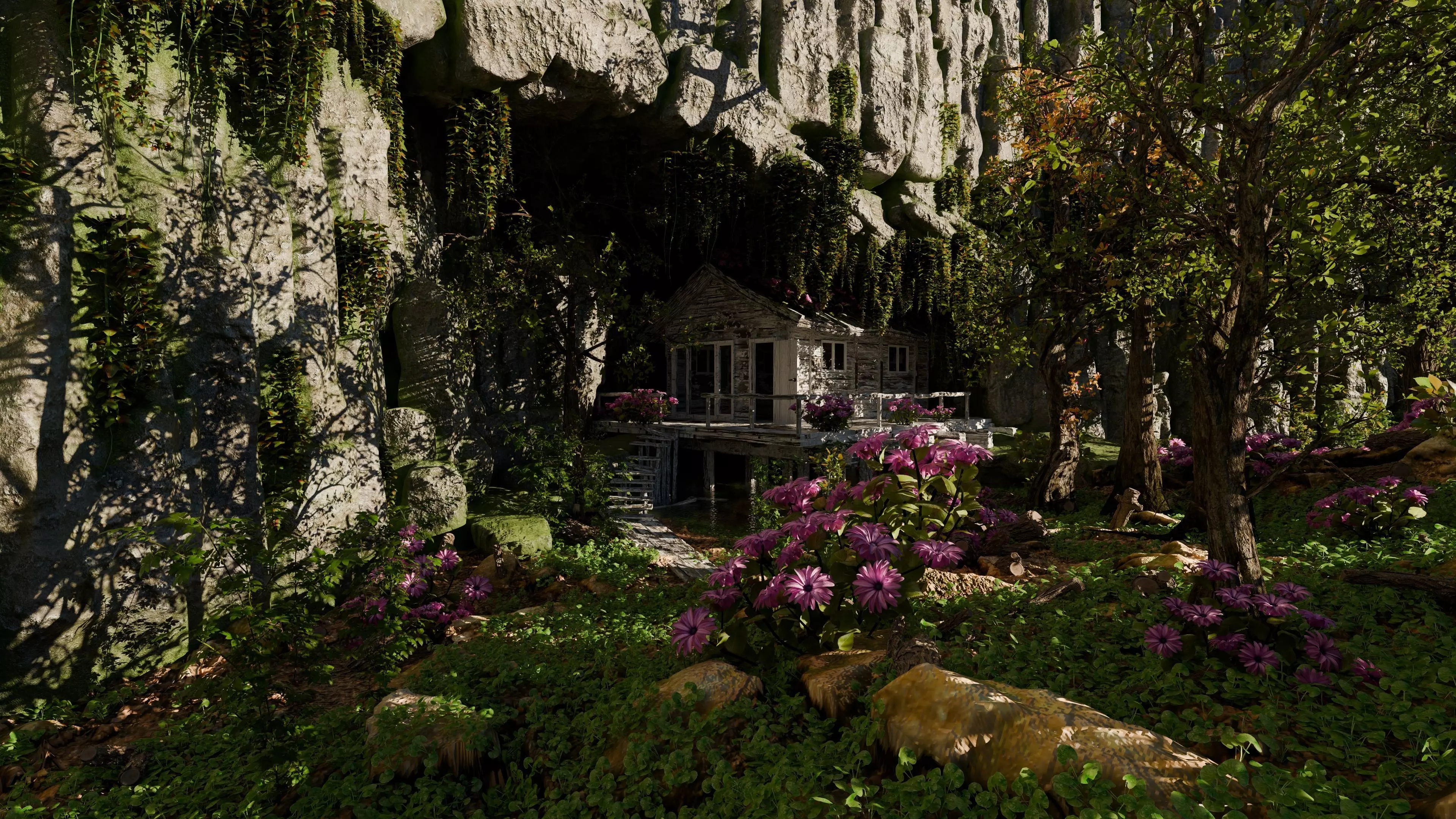 Cabin in woods Scene 3D model_2