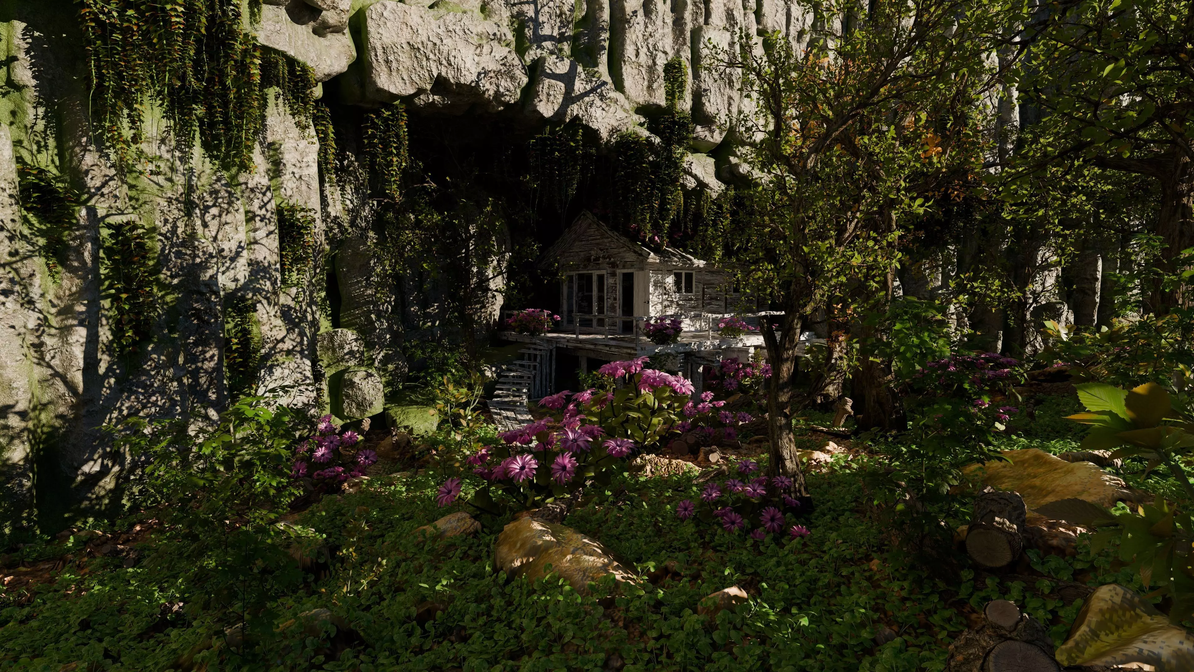 Cabin in woods Scene 3D model_3