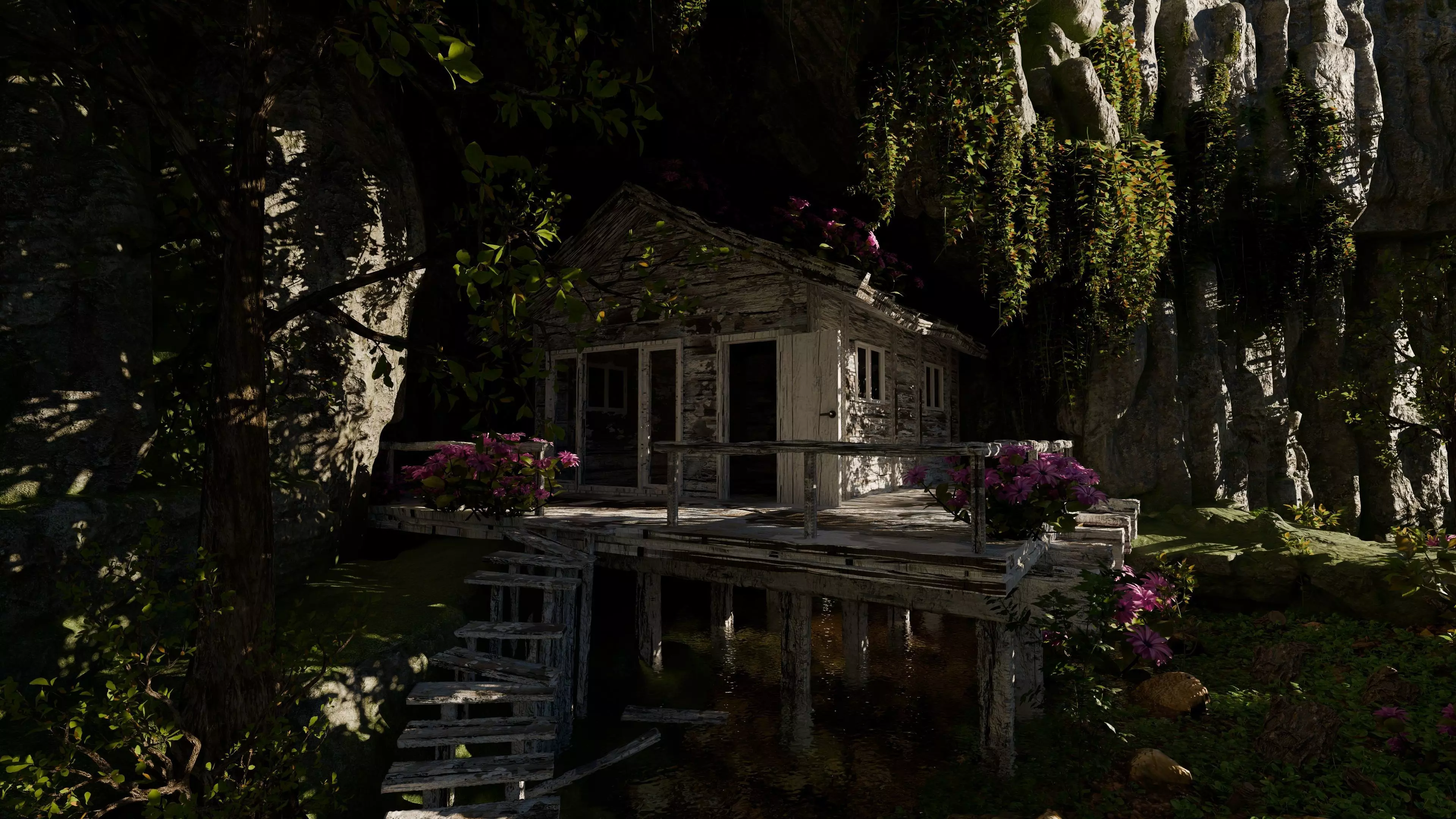 Cabin in woods Scene 3D model_4