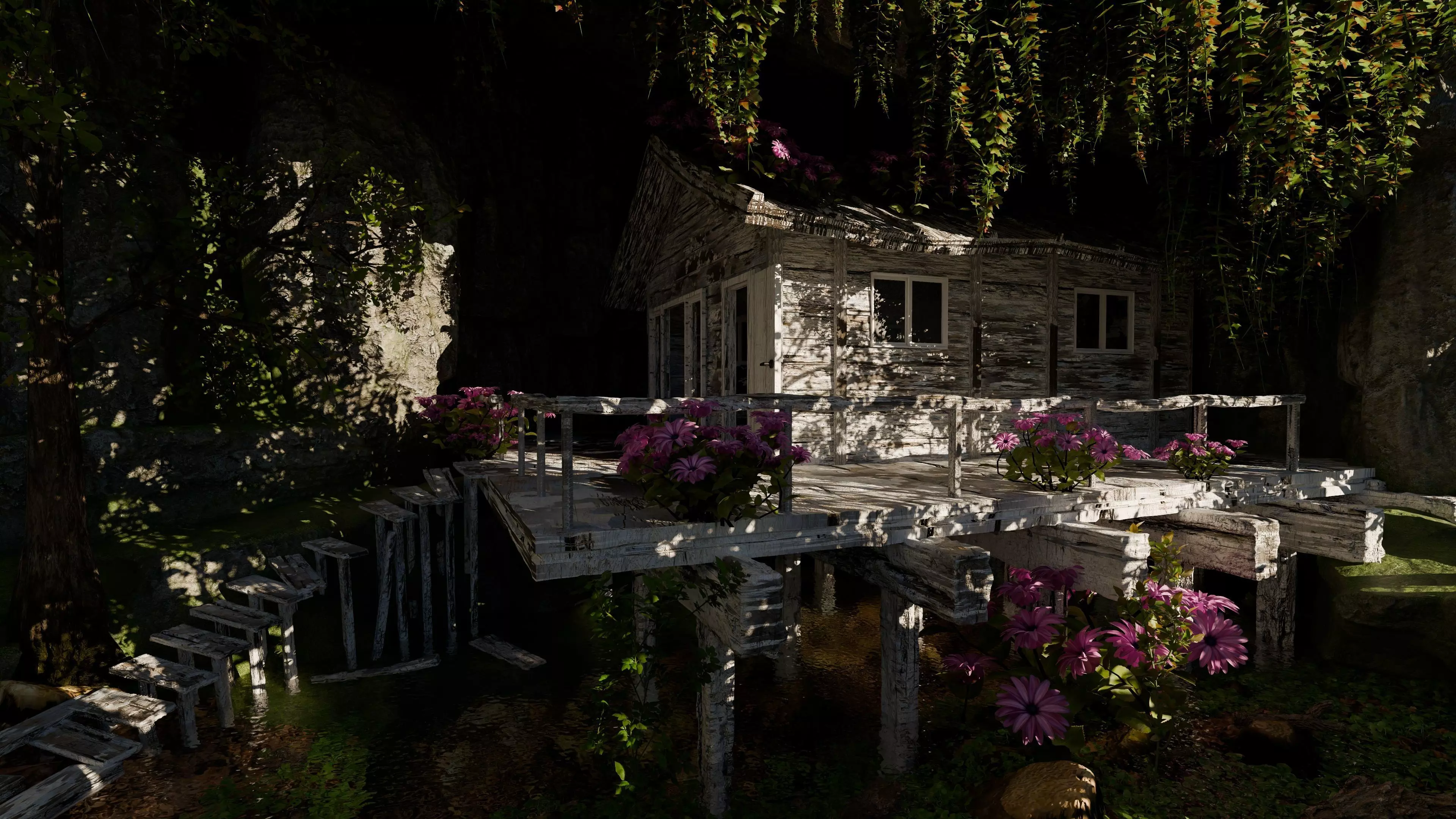 Cabin in woods Scene 3D model_5