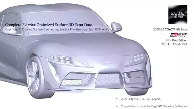 2024 2025 TOYOTA GR Supra A90 3D Scan Surface Data