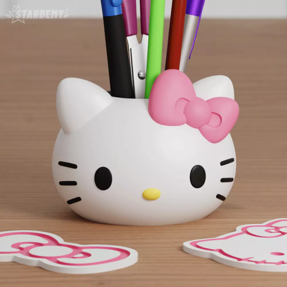 Hello Kitty Pen Holder Planter Fanart Sanrio 3D print model_2