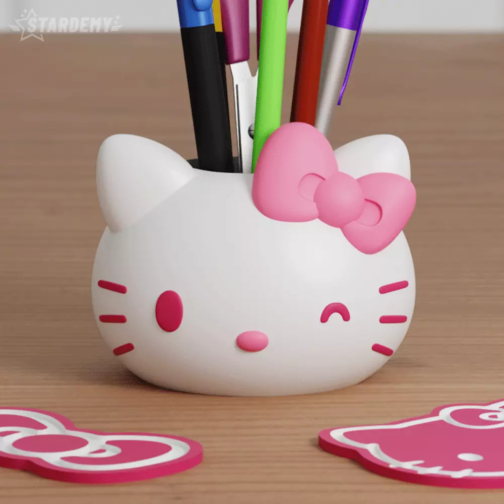 Hello Kitty Pen Holder Planter Fanart Sanrio 3D print model_5