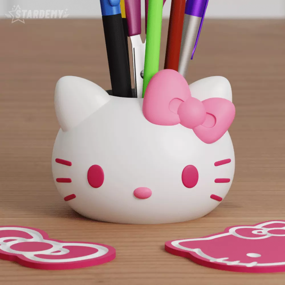 Hello Kitty Pen Holder Planter Fanart Sanrio 3D print model_3