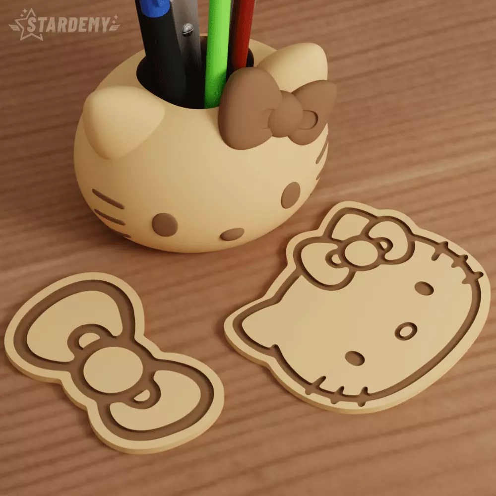 Hello Kitty Pen Holder Planter Fanart Sanrio 3D print model_9