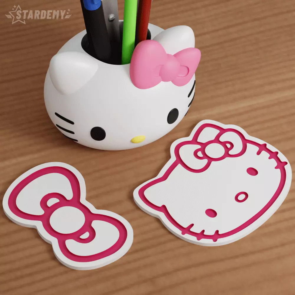 Hello Kitty Pen Holder Planter Fanart Sanrio 3D print model_8