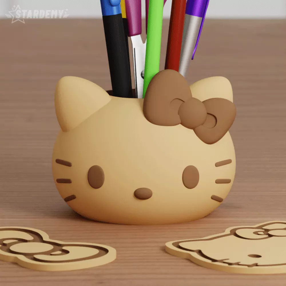 Hello Kitty Pen Holder Planter Fanart Sanrio 3D print model_4