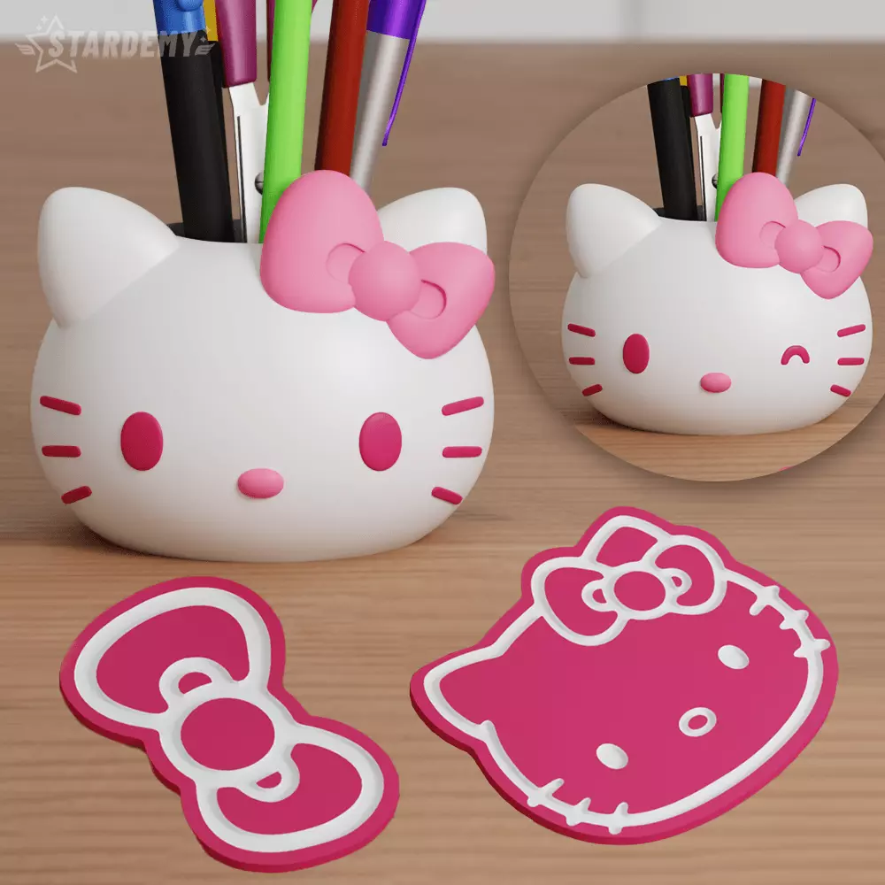 Hello Kitty Pen Holder Planter Fanart Sanrio 3D print model_0