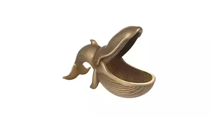 Elegant Brass Whale Figurine Decorative Ocean Container