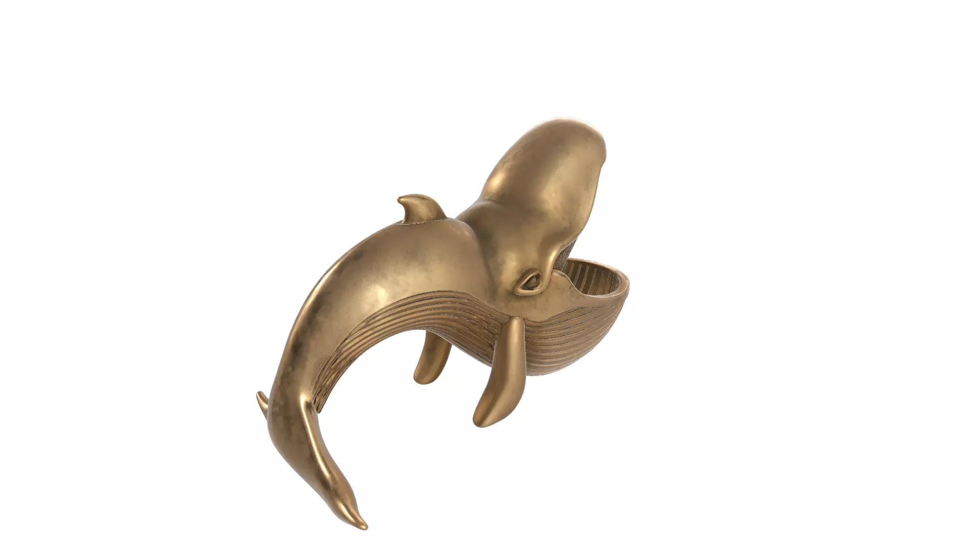 Elegant Brass Whale Figurine Decorative Ocean Container 3D print model_3