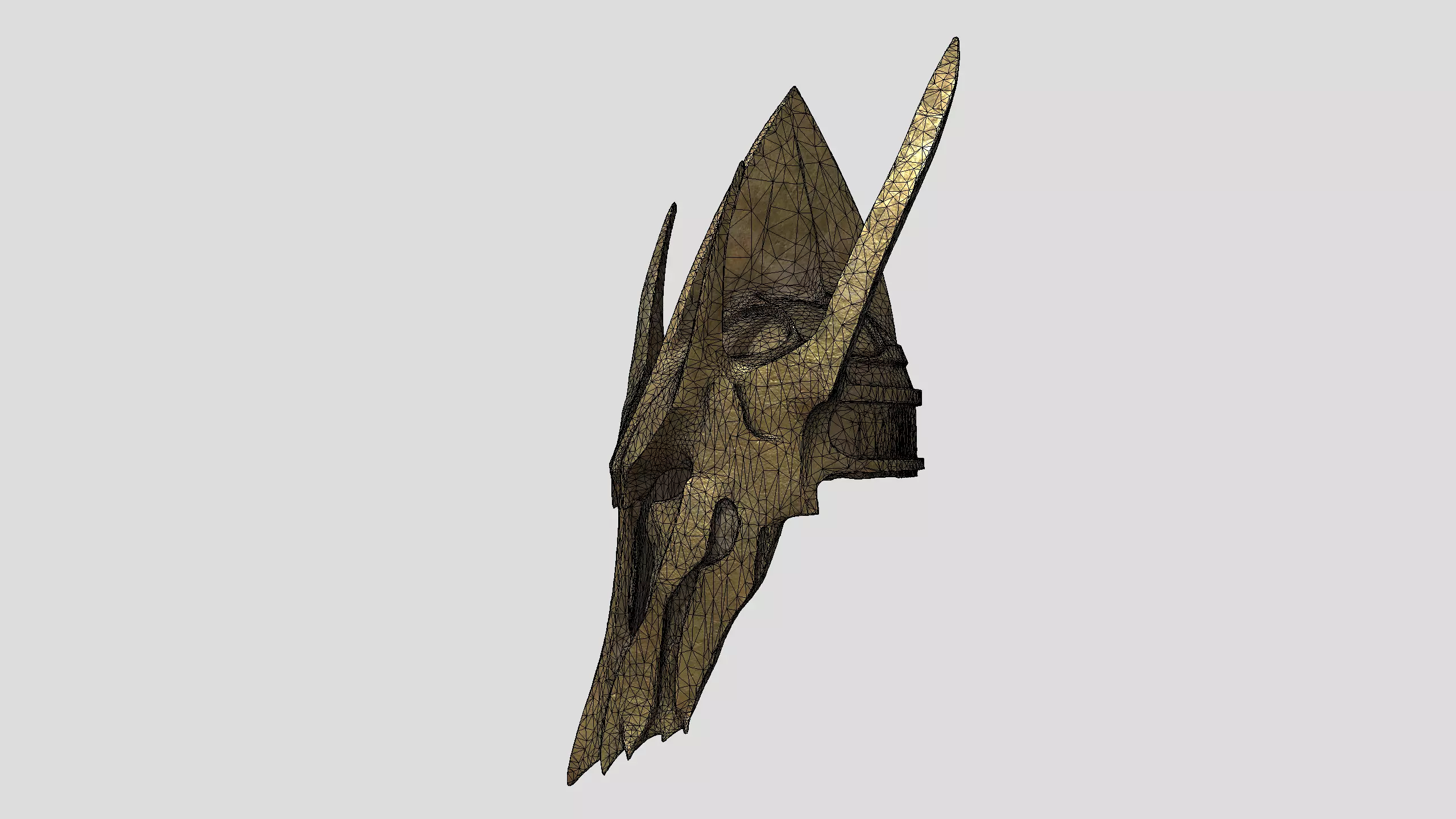 Golden Winged Helmet Low-poly 3D model_5
