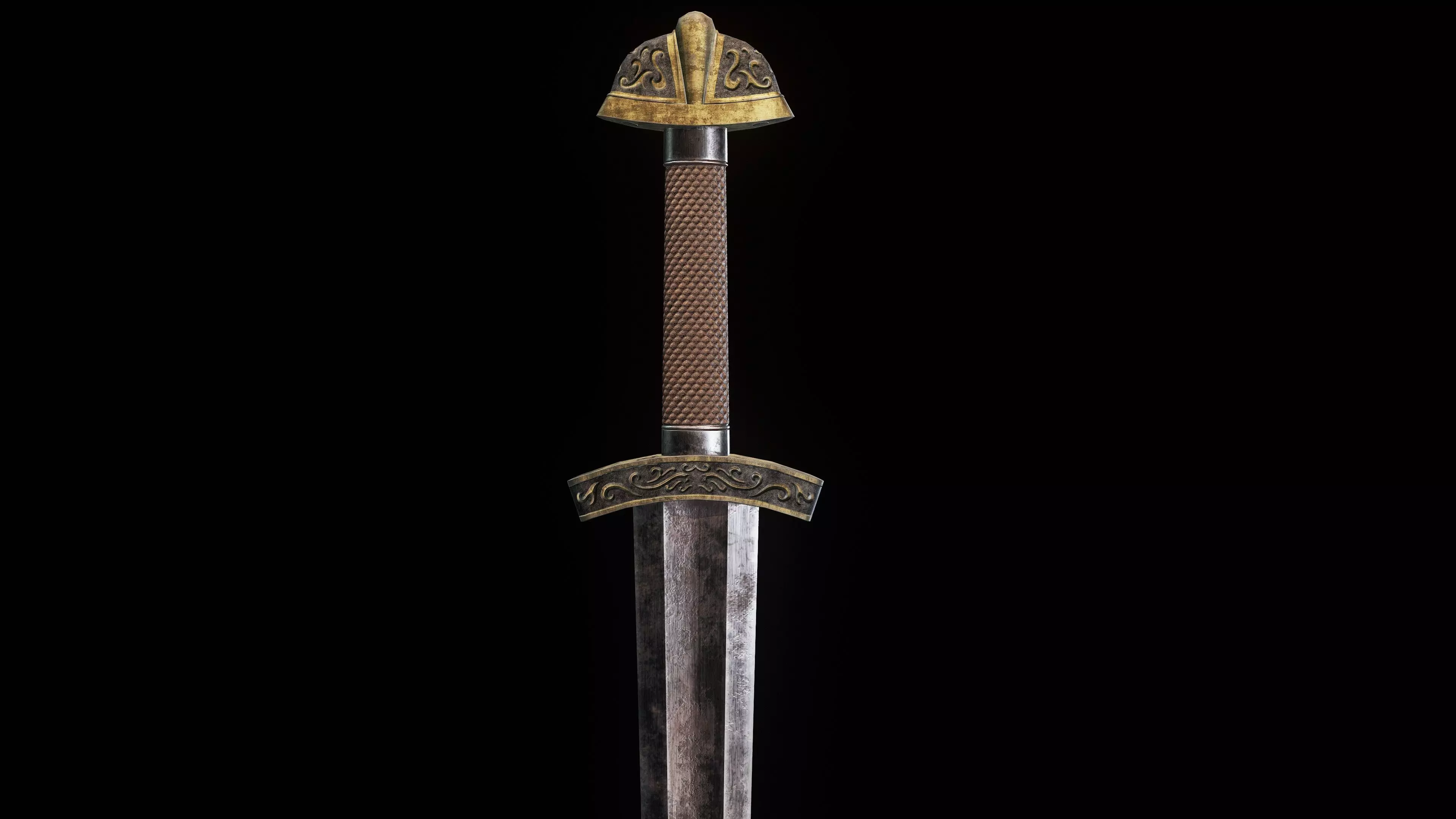 Medieval Battle Sword Weapon Low-poly 3D model_3