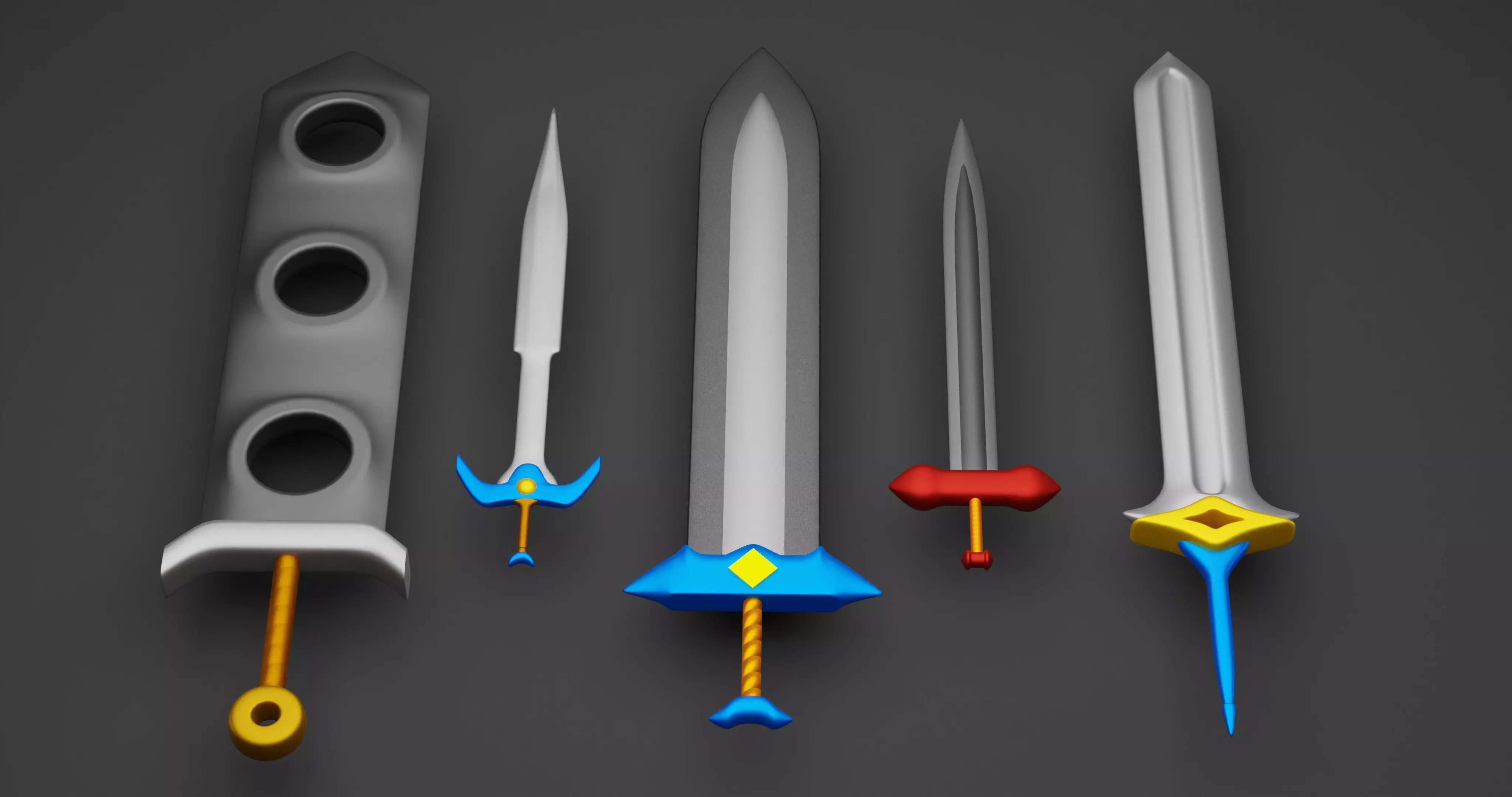 Swords Pack 5 Melee Weapons Free low-poly 3D model