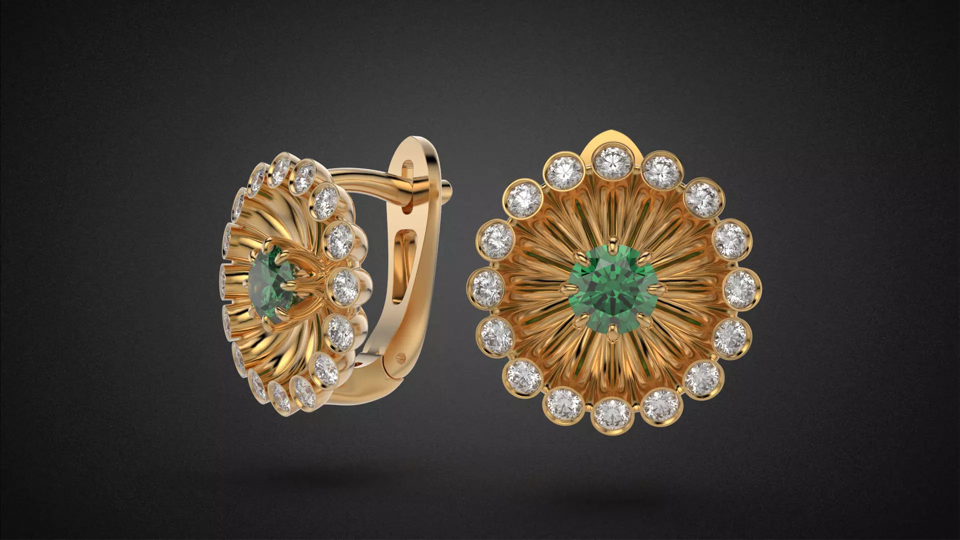 Classic flower jwelry set 3D Model Collection_30