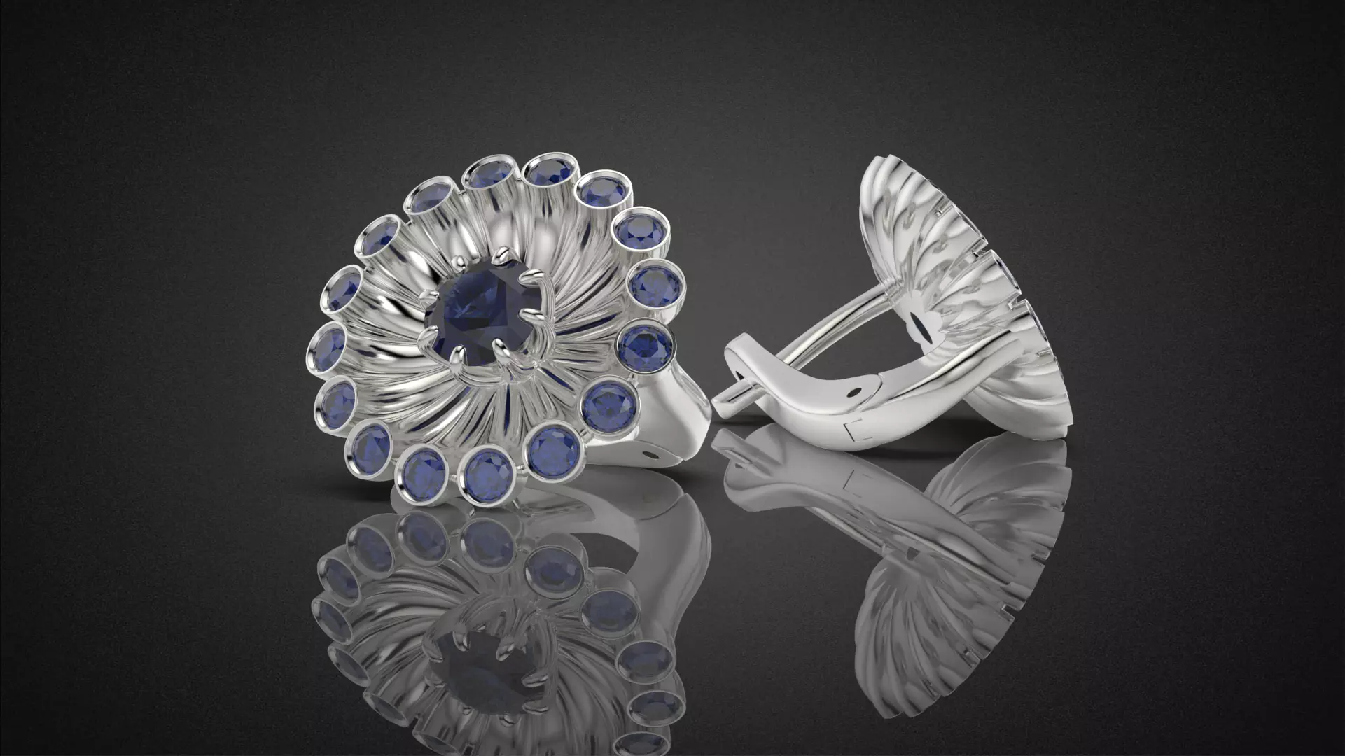 Classic flower jwelry set 3D Model Collection_55