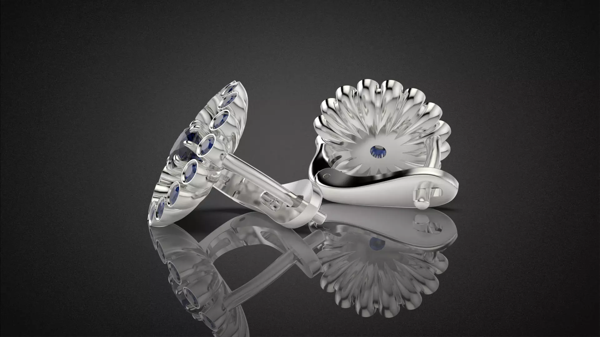 Classic flower jwelry set 3D Model Collection_48