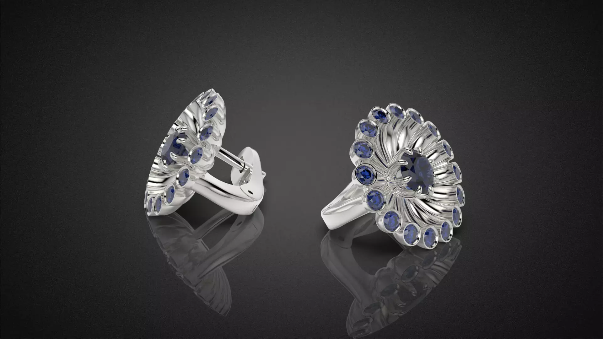 Classic flower jwelry set 3D Model Collection_50