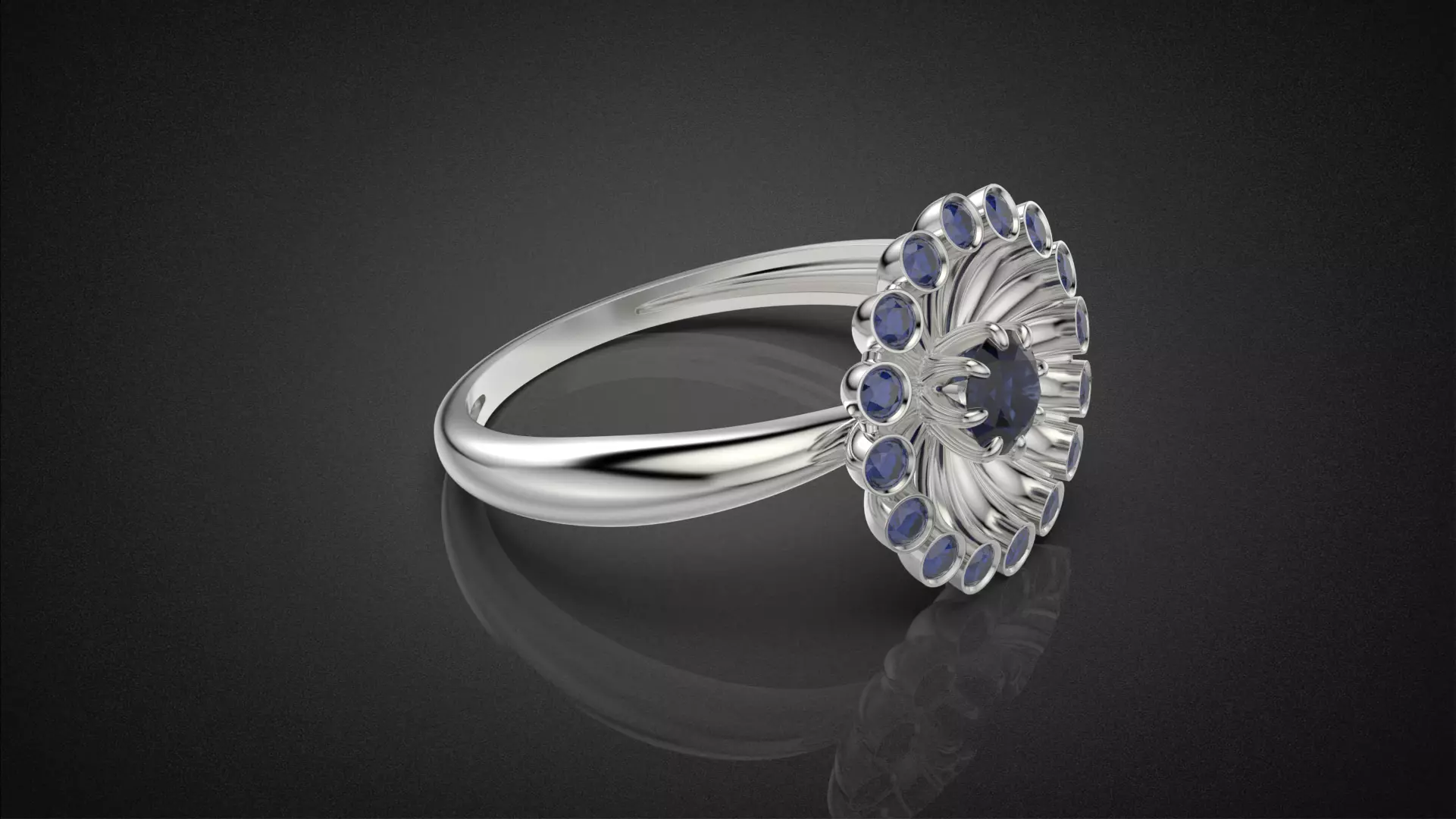 Classic flower jwelry set 3D Model Collection_22