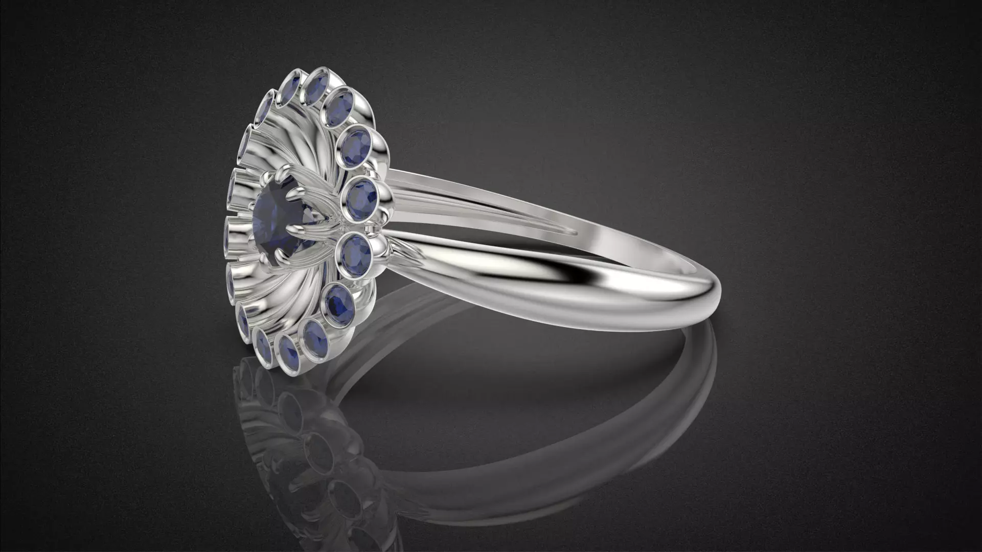 Classic flower jwelry set 3D Model Collection_25