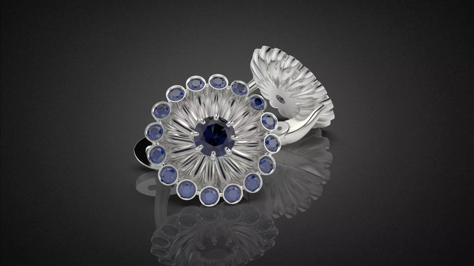 Classic flower jwelry set 3D Model Collection_49