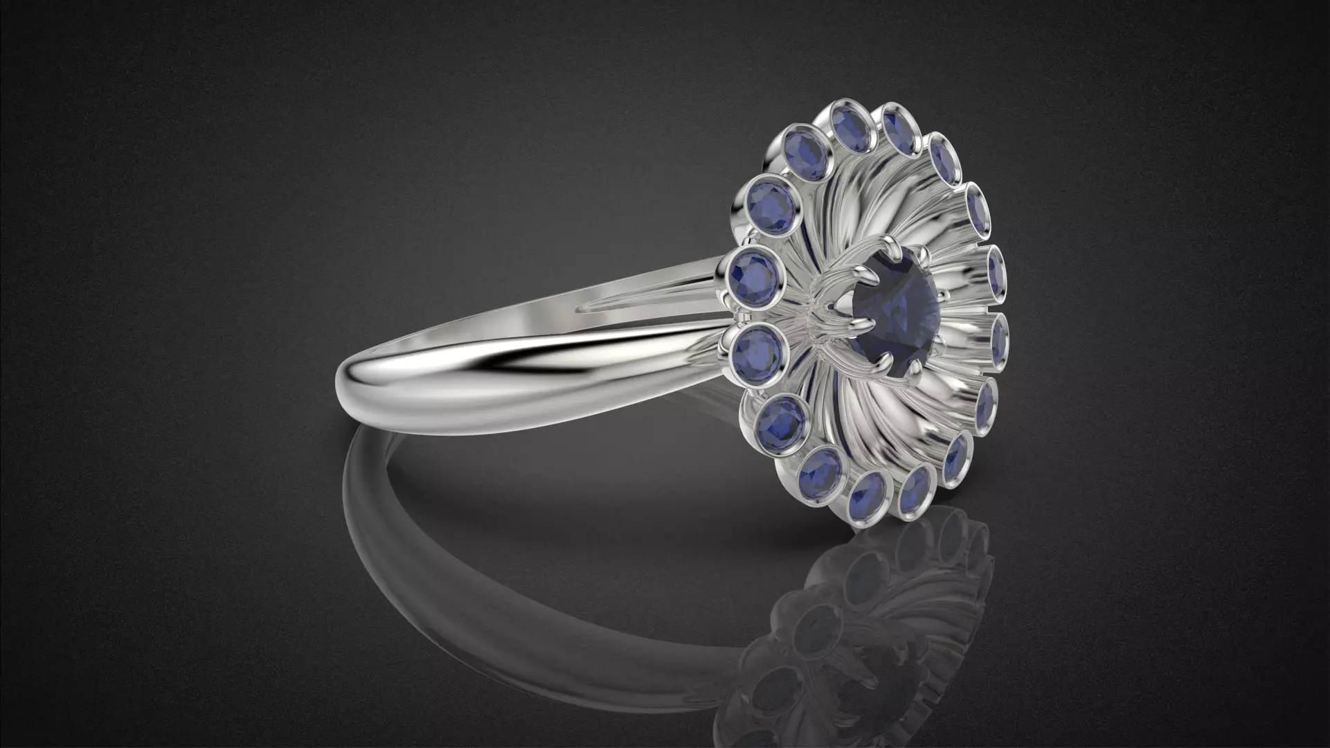 Classic flower jwelry set 3D Model Collection_29