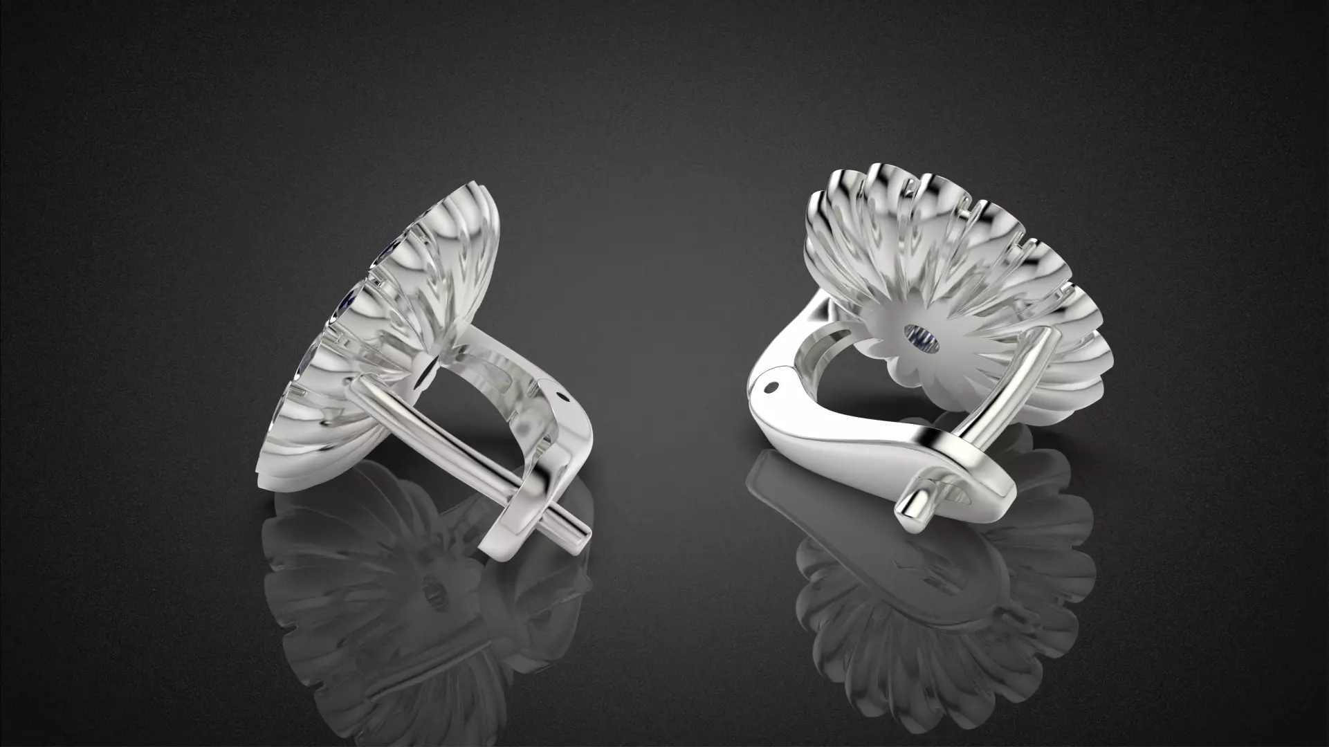 Classic flower jwelry set 3D Model Collection_45