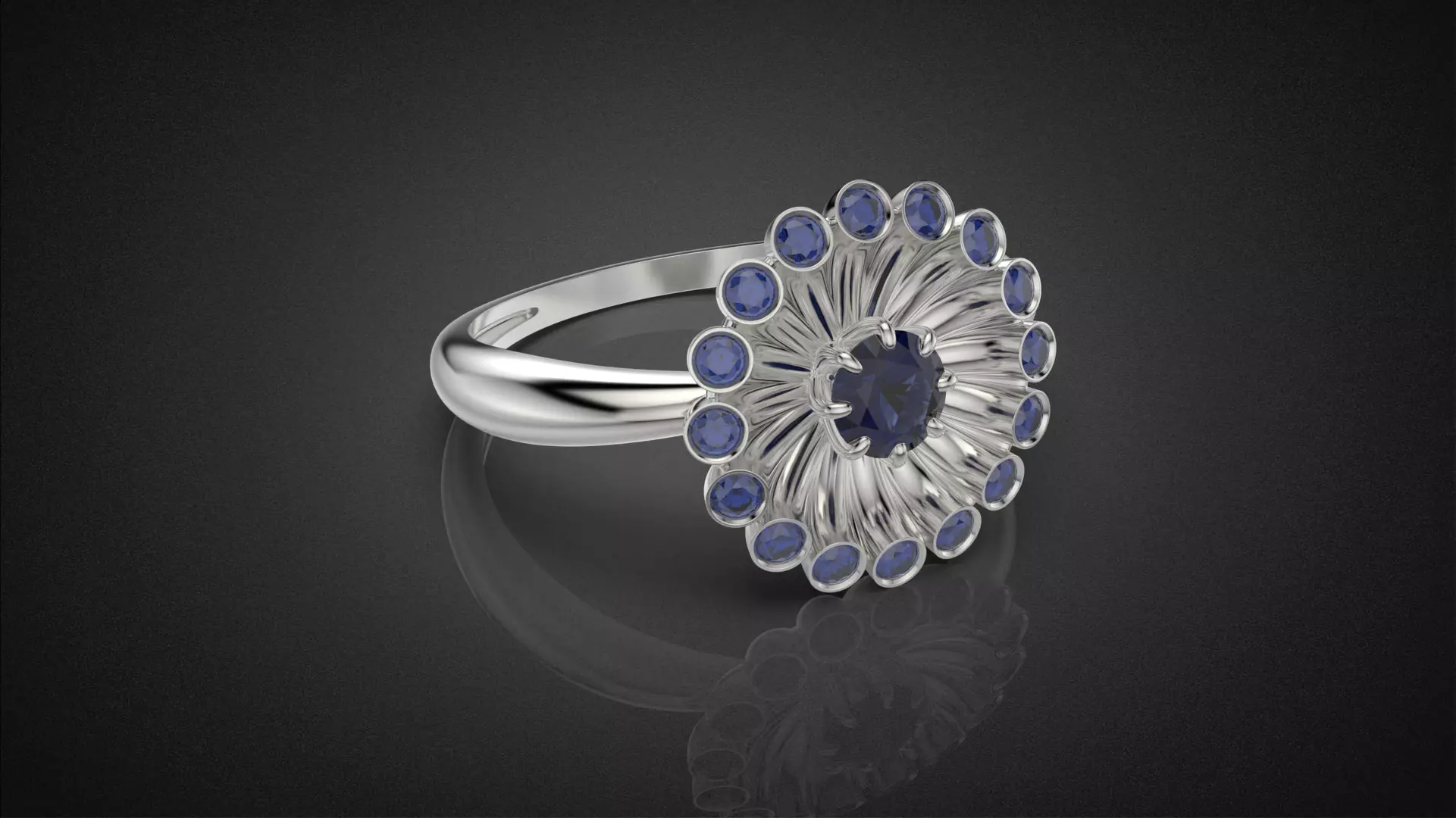 Classic flower jwelry set 3D Model Collection_16