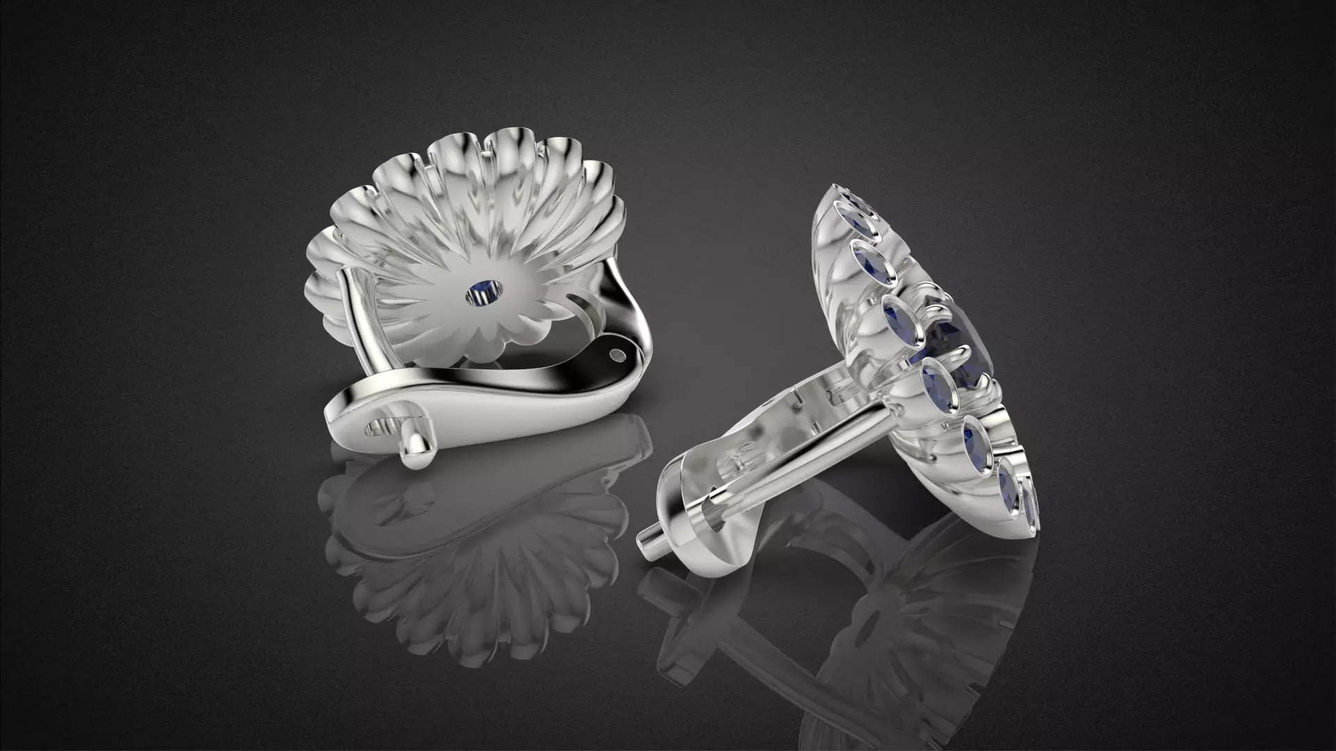 Classic flower jwelry set 3D Model Collection_46