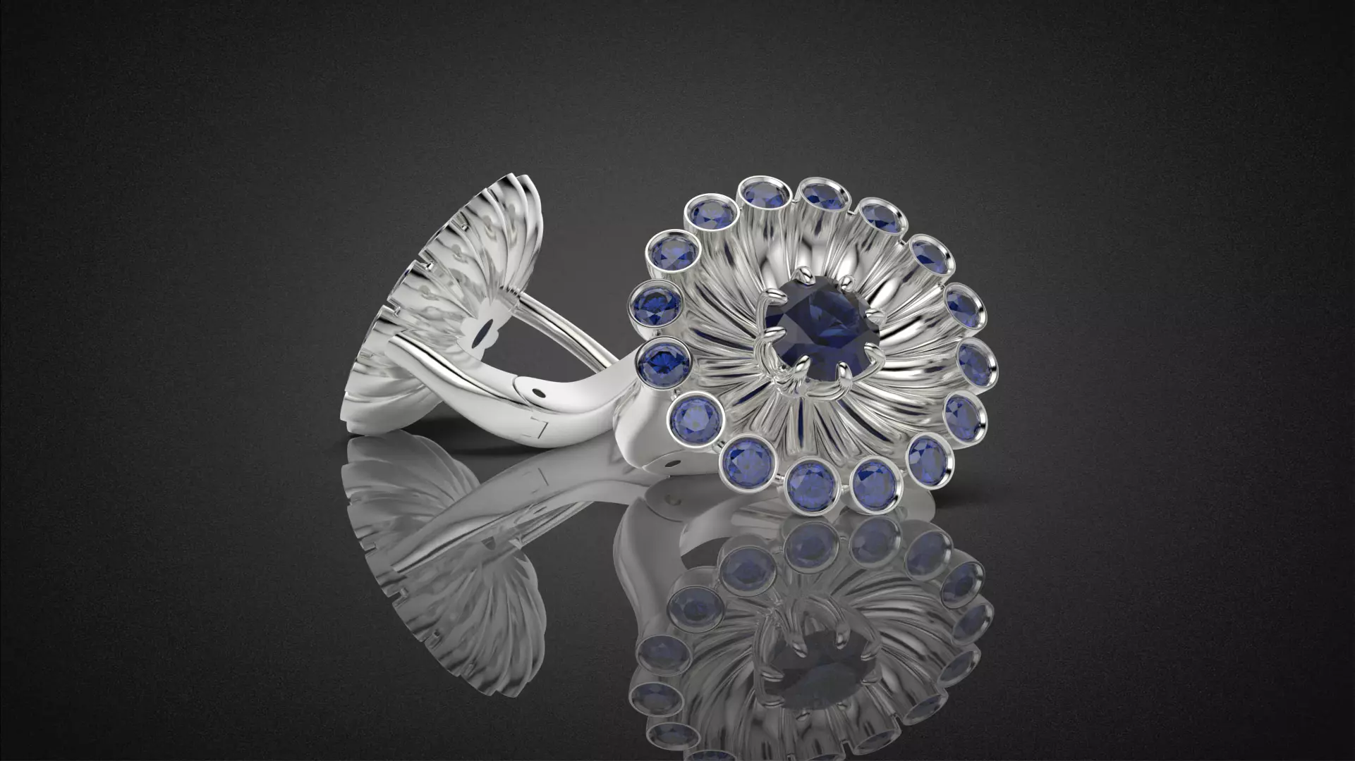 Classic flower jwelry set 3D Model Collection_47