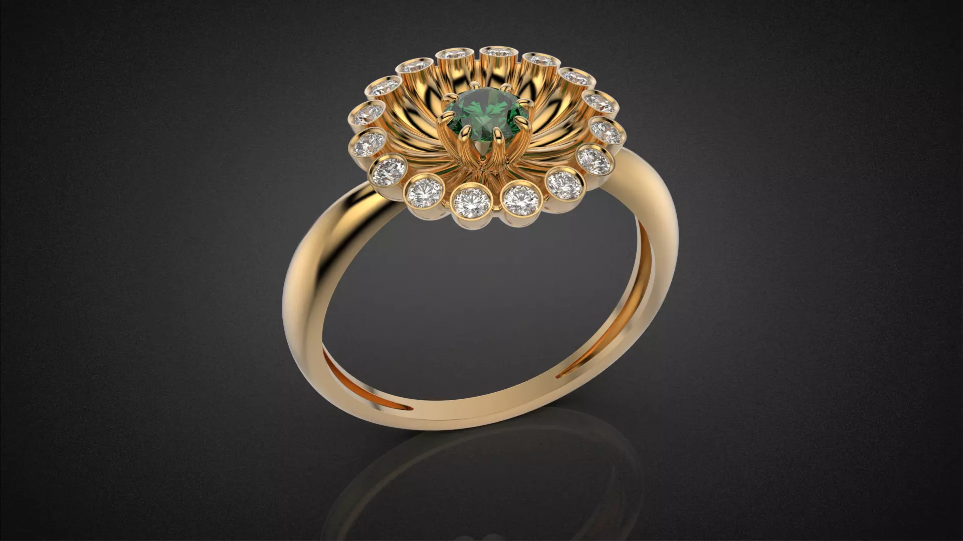 Classic flower jwelry set 3D Model Collection_9