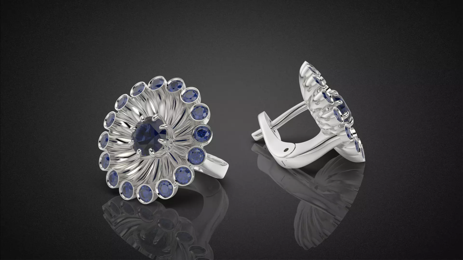 Classic flower jwelry set 3D Model Collection_52