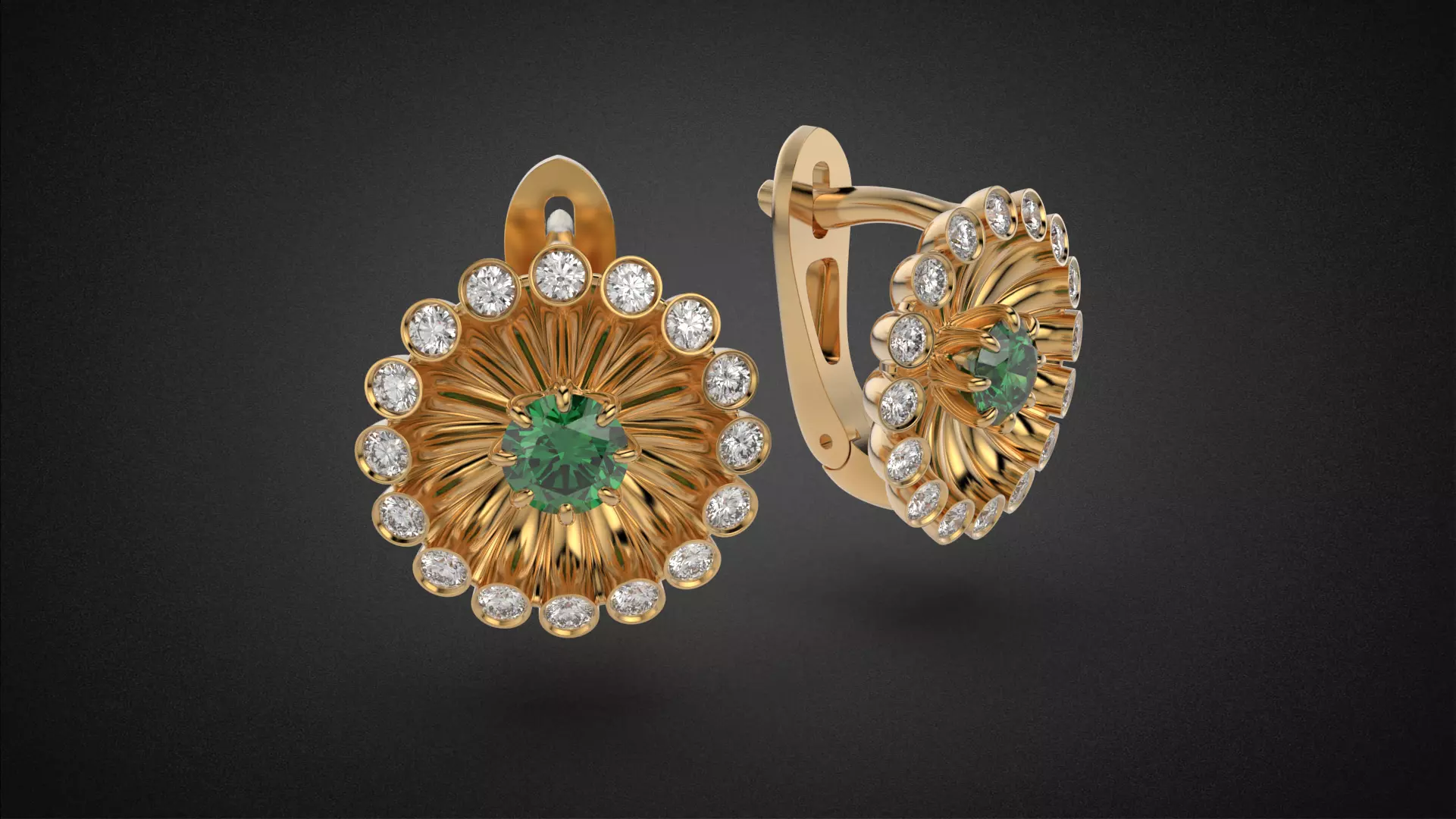 Classic flower jwelry set 3D Model Collection_42