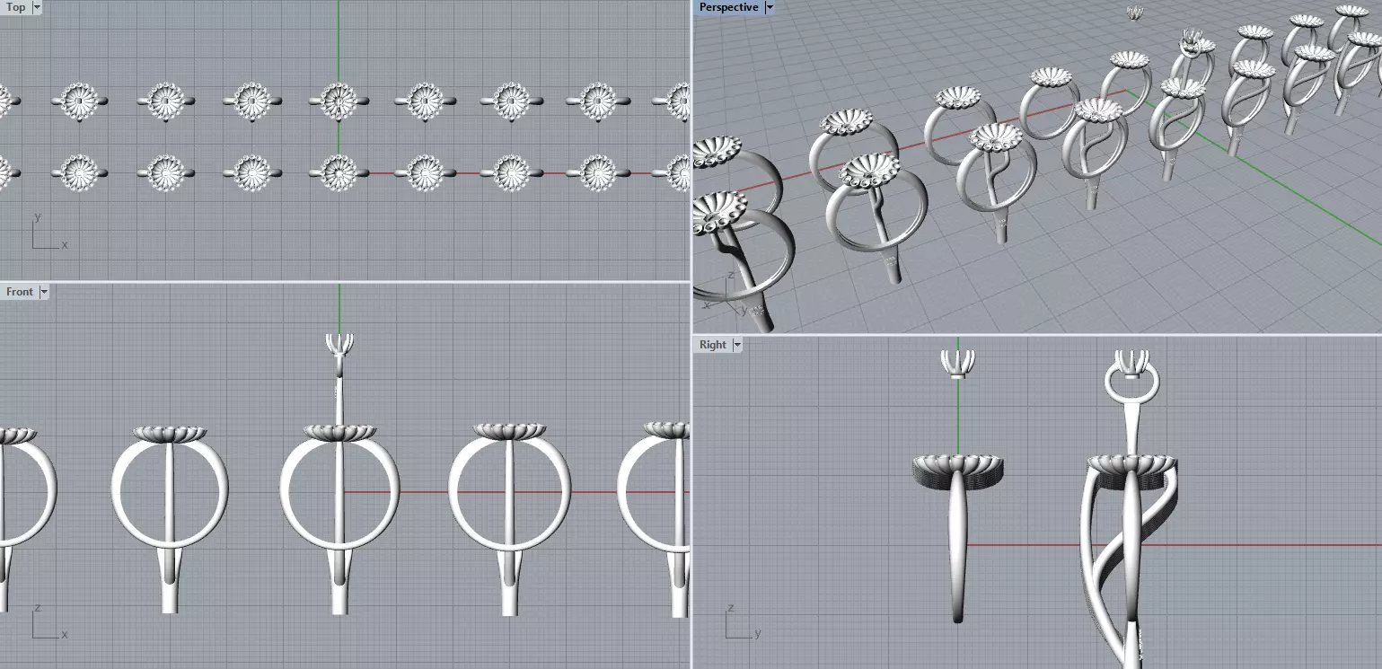 Classic flower jwelry set 3D Model Collection_5