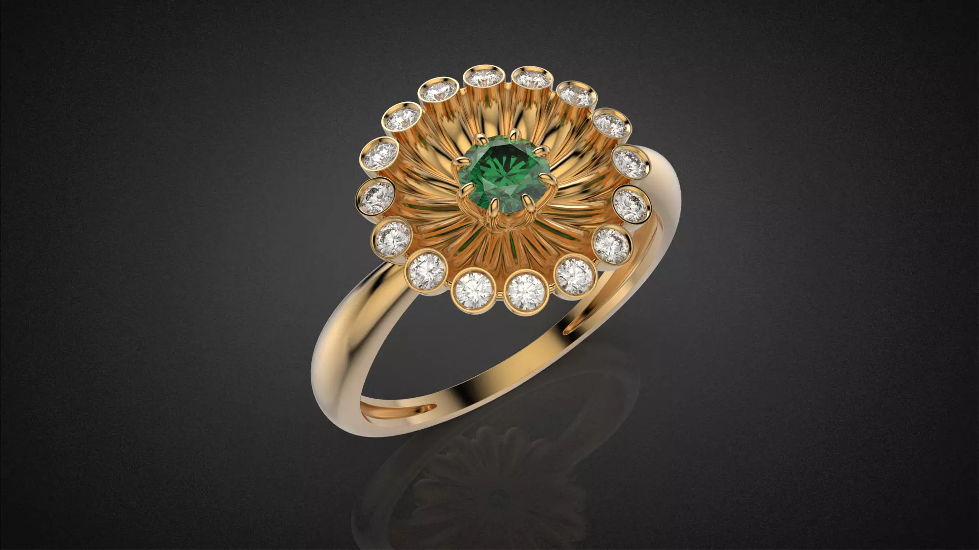 Classic flower jwelry set 3D Model Collection_13