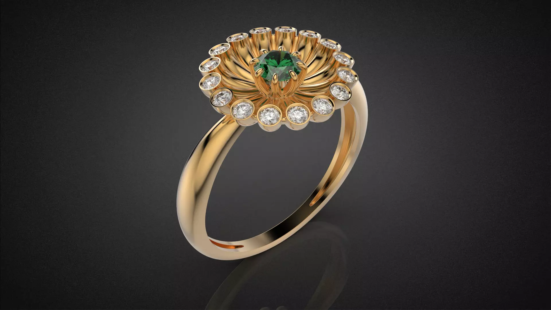 Classic flower jwelry set 3D Model Collection_12