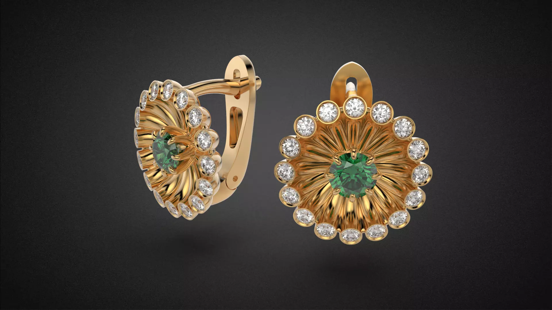 Classic flower jwelry set 3D Model Collection_34