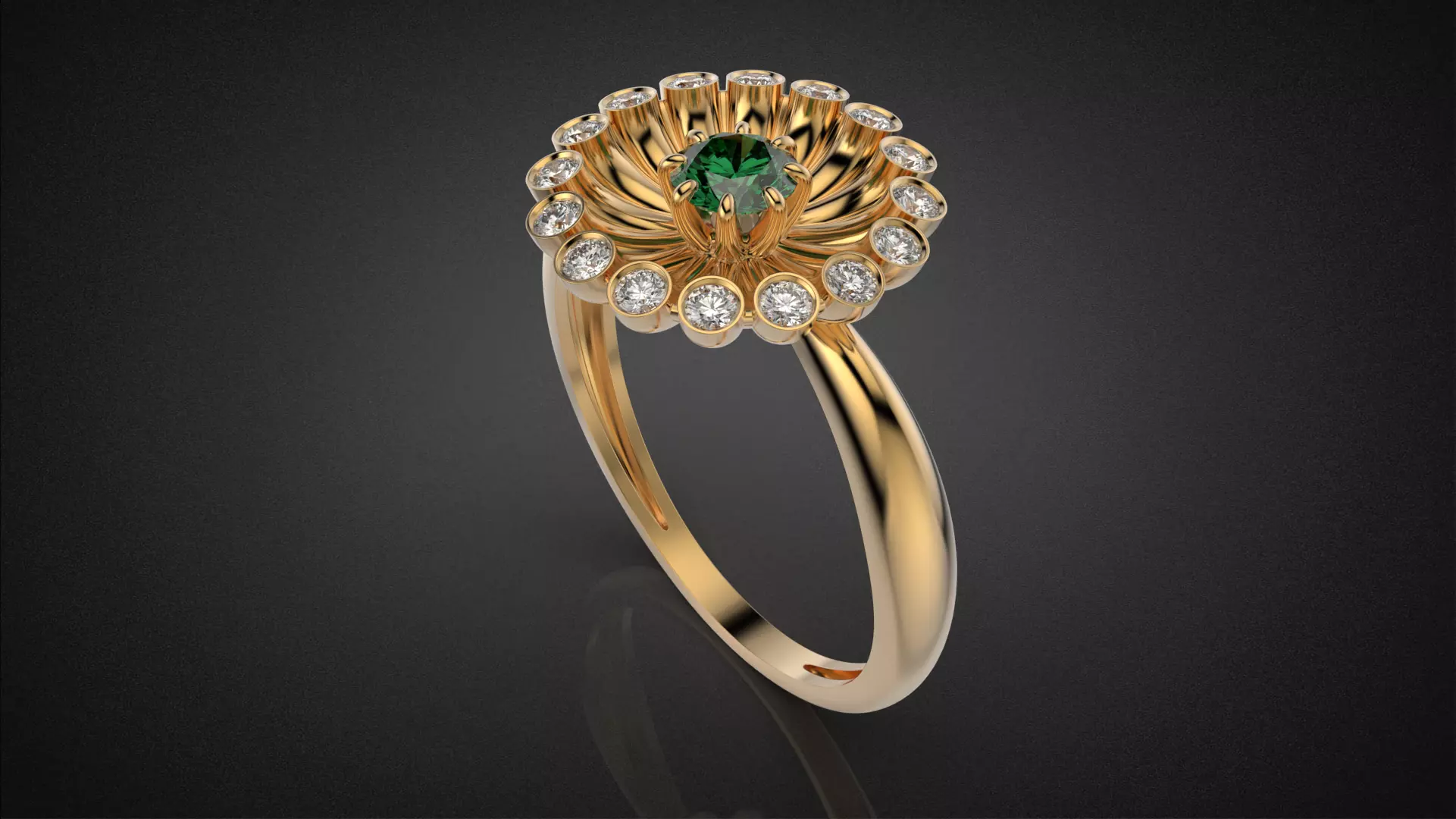 Classic flower jwelry set 3D Model Collection_10